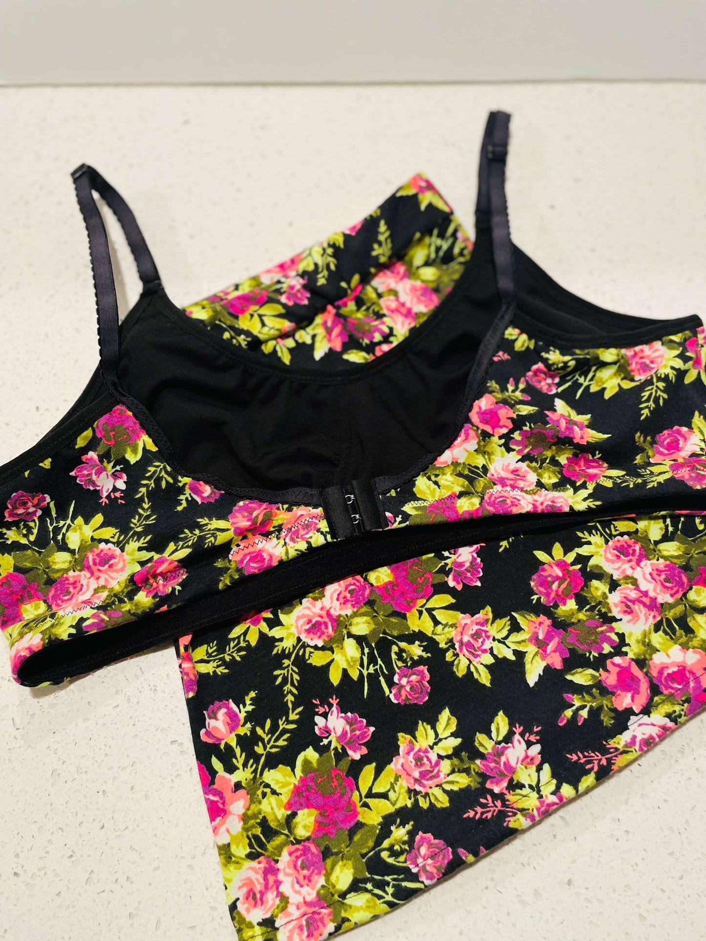 Flora Noir - Bralette & Short Lounge Set