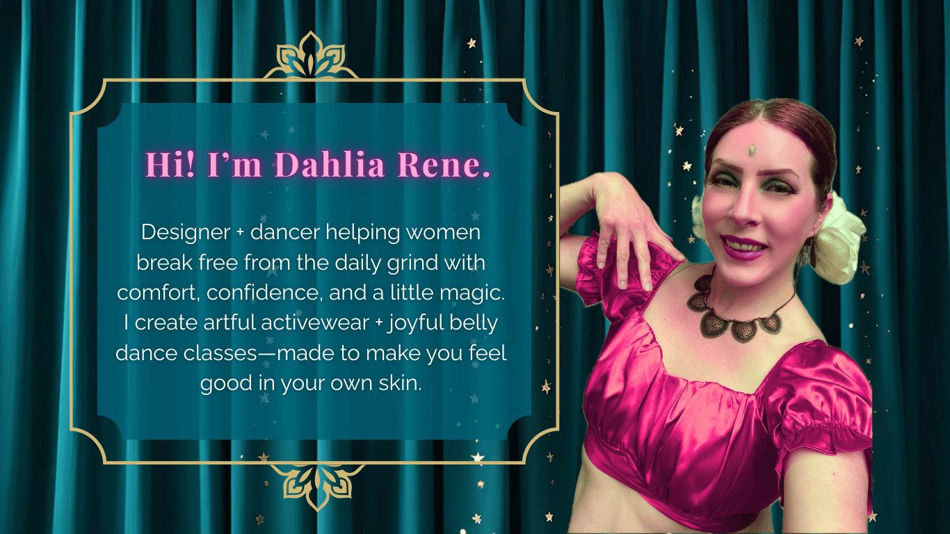 Founder of Dahlia Active – designer and dancer creating sustainable boho clothing and offering belly dance lessons for women seeking confidence and self-expression